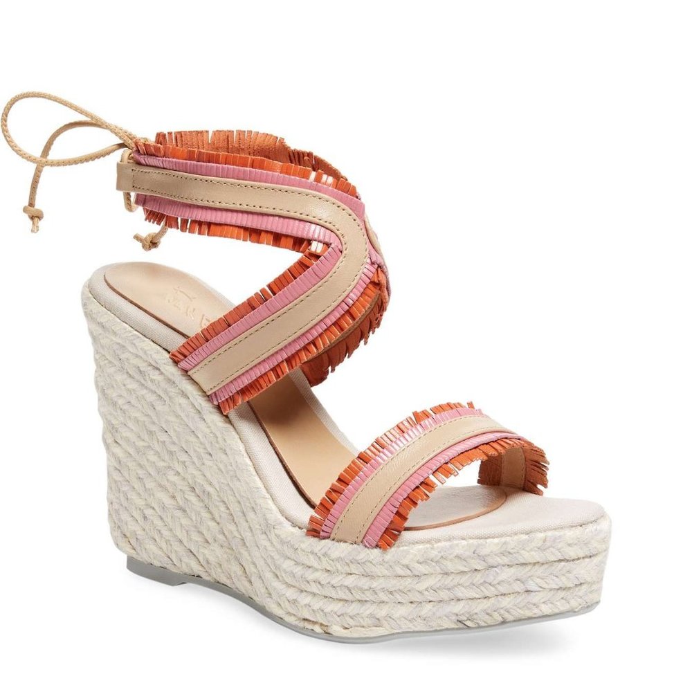 MANEBI FRINGED ESPPDRILLE WEDGE SANDALS